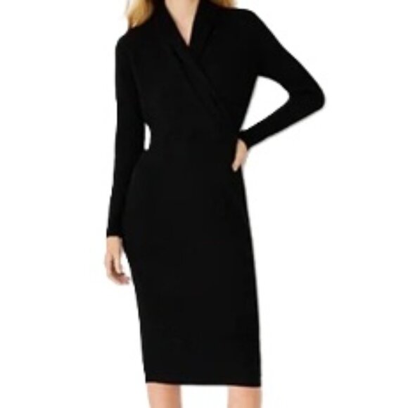 NWT-M - Ann Taylor Cashmere Wrap Sweater Dress - Black